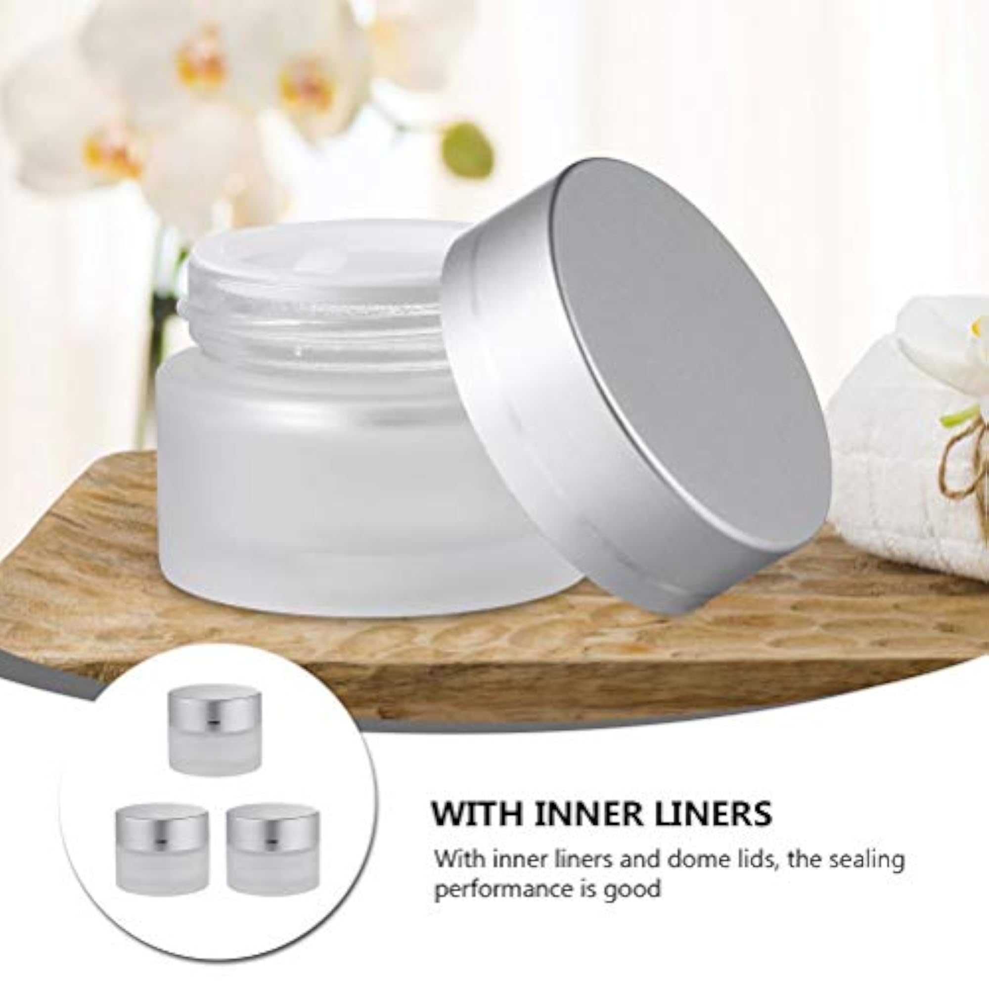 3 Pcs Frosted Glass Cream Jars, Sample Containers